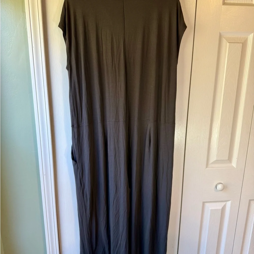 Eileen Fisher Wide Leg Jumpsuit With Pockets Jersey Knit Dark Gray Size XL - Picture 2 of 9